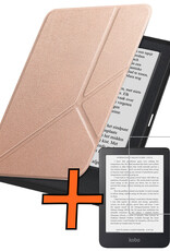 Nomfy Nomfy Kobo Clara 2E Hoesje Trifold Met Screenprotector - Rose Goud