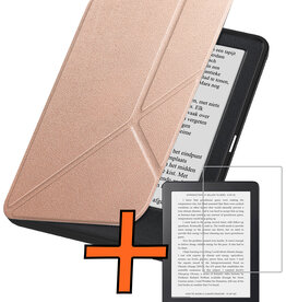 Nomfy Nomfy Kobo Clara 2E Hoesje Trifold Met Screenprotector - Rose Goud