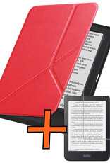 Nomfy Nomfy Kobo Clara 2E Hoesje Trifold Met Screenprotector - Rood