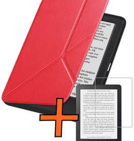Nomfy Nomfy Kobo Clara 2E Hoesje Trifold Met Screenprotector - Rood
