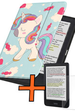 Nomfy Nomfy Kobo Clara Colour Hoesje Trifold Met Screenprotector - Eenhoorn