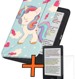Nomfy Nomfy Kobo Clara Colour Hoesje Trifold Met Screenprotector - Eenhoorn