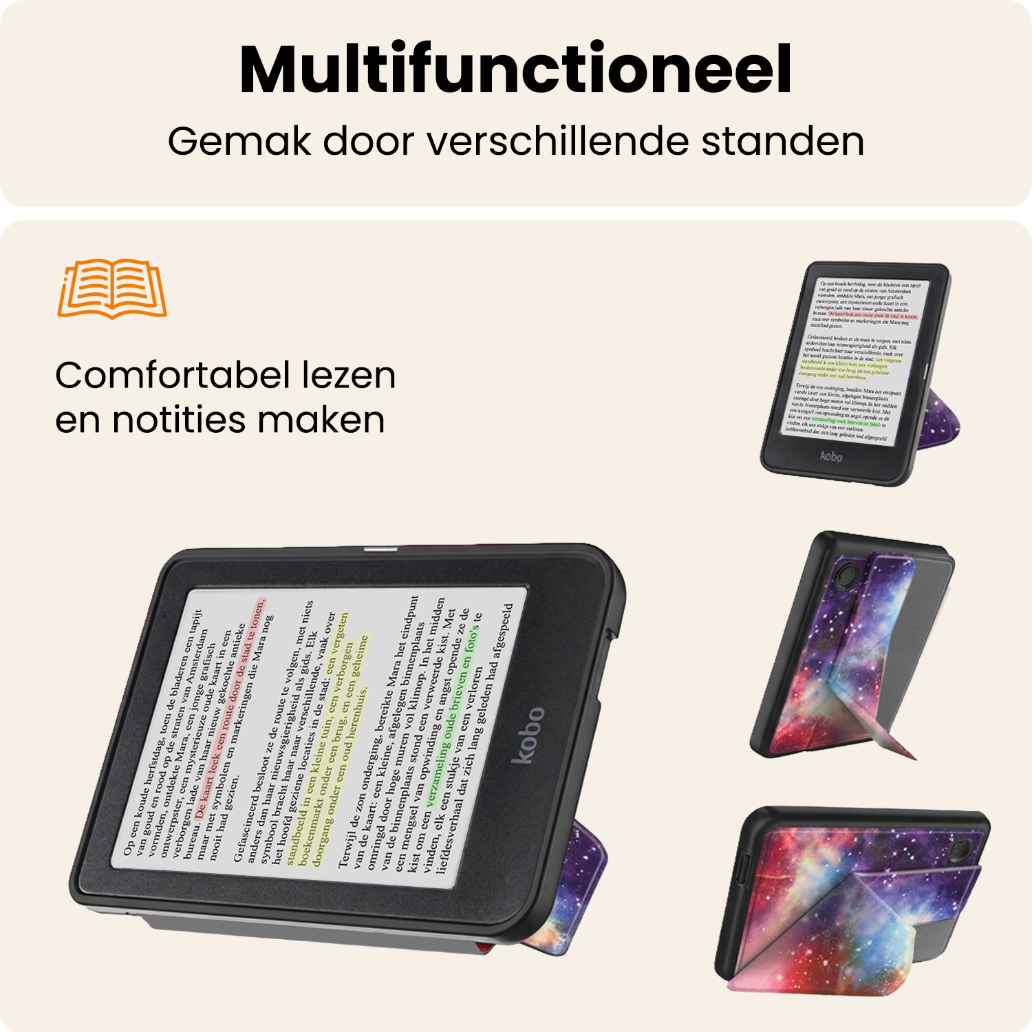 Nomfy Nomfy Kobo Clara Colour Hoesje Trifold Met Screenprotector - Galaxy