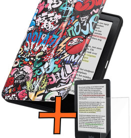 Nomfy Nomfy Kobo Clara BW Hoesje Trifold Met Screenprotector - Graffity