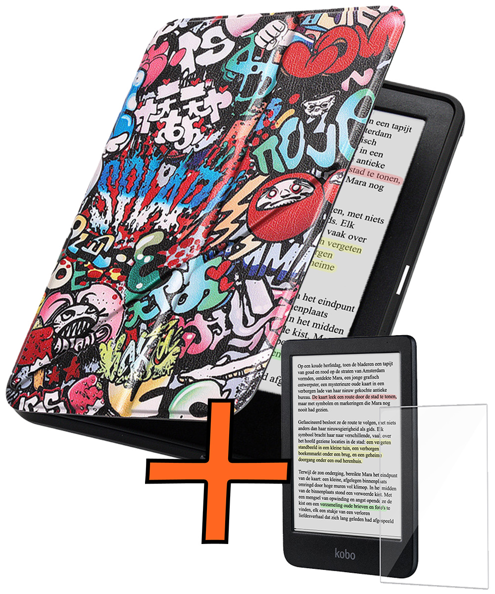 Nomfy Nomfy Kobo Clara BW Hoesje Trifold Met Screenprotector - Graffity