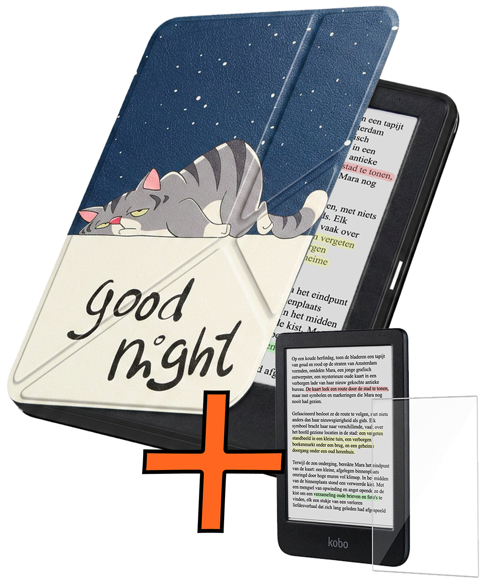 Nomfy Nomfy Kobo Clara BW Hoesje Trifold Met Screenprotector - Kat