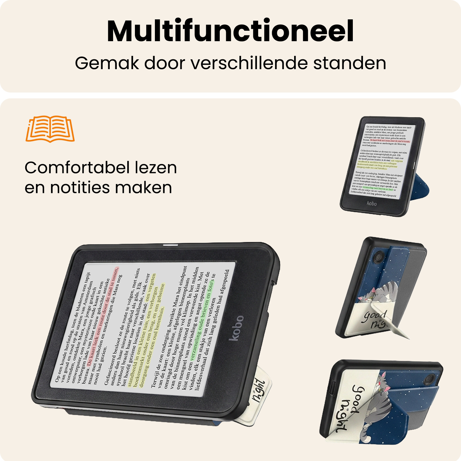 Nomfy Nomfy Kobo Clara BW Hoesje Trifold Met Screenprotector - Kat
