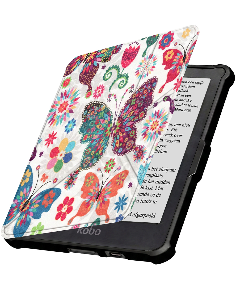 Nomfy Nomfy Kobo Clara HD Hoesje Trifold - Vlinders