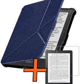 Nomfy Nomfy Kobo Clara HD Hoesje Trifold Met Screenprotector - Donkerblauw