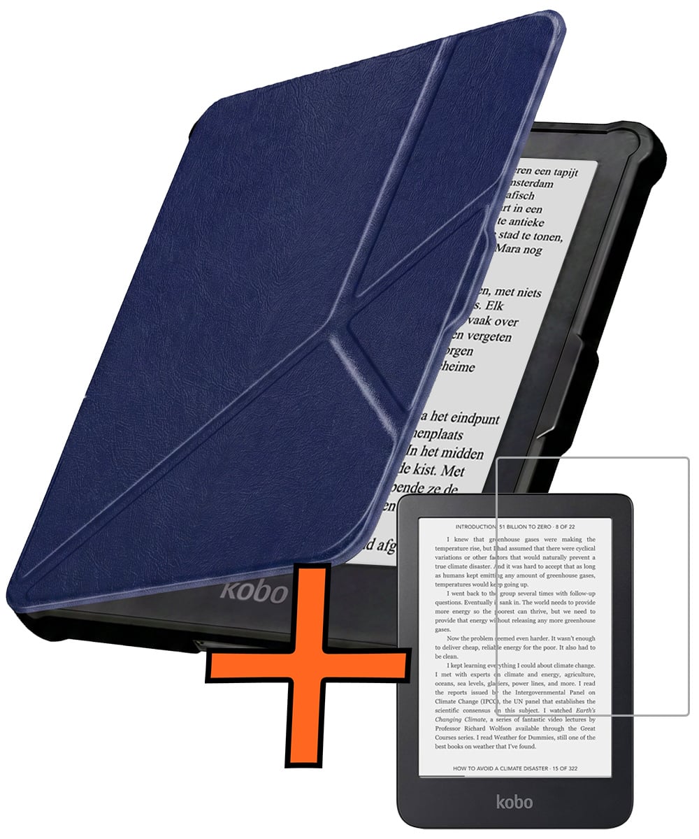 Nomfy Nomfy Kobo Clara HD Hoesje Trifold Met Screenprotector - Donkerblauw