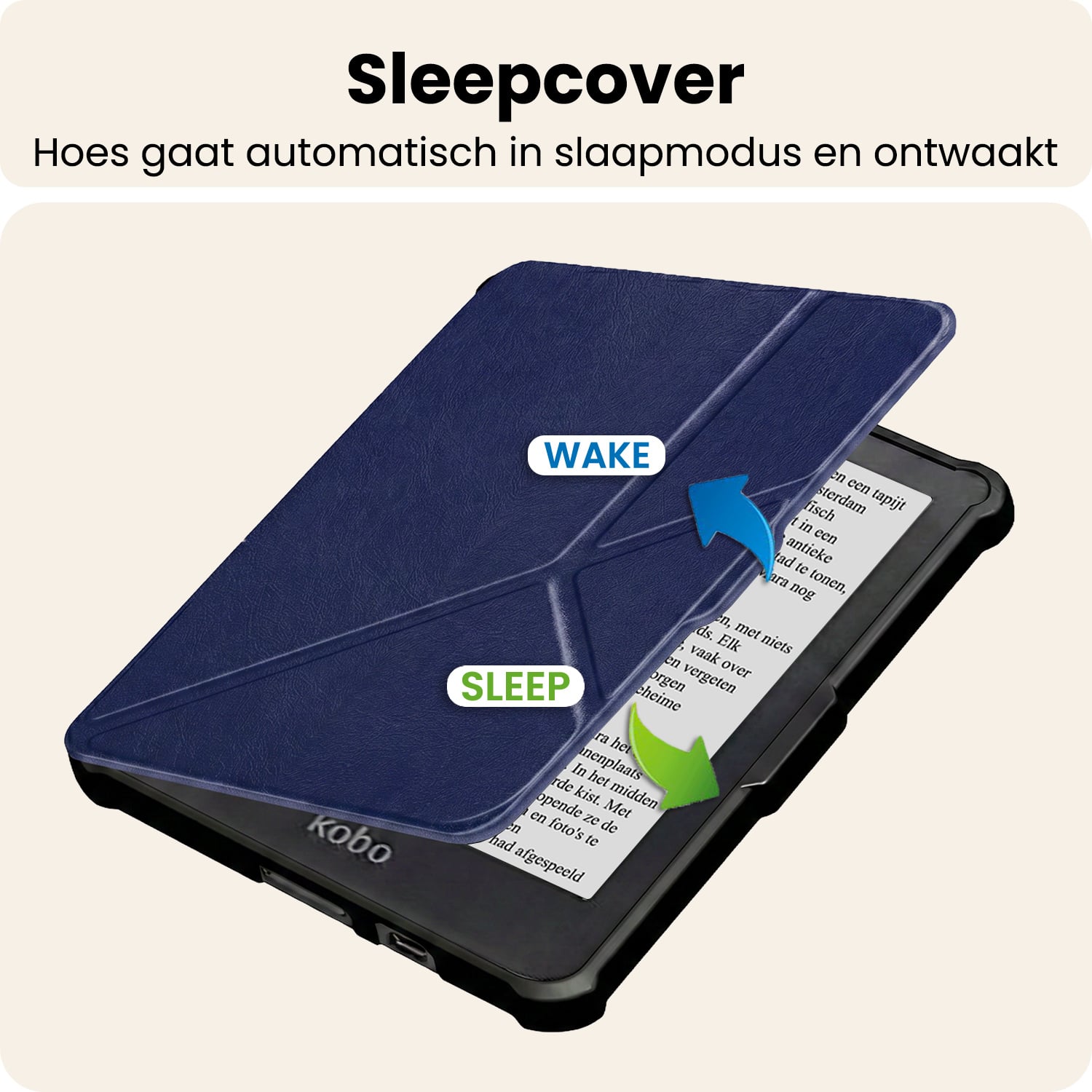 Nomfy Nomfy Kobo Clara HD Hoesje Trifold Met Screenprotector - Donkerblauw