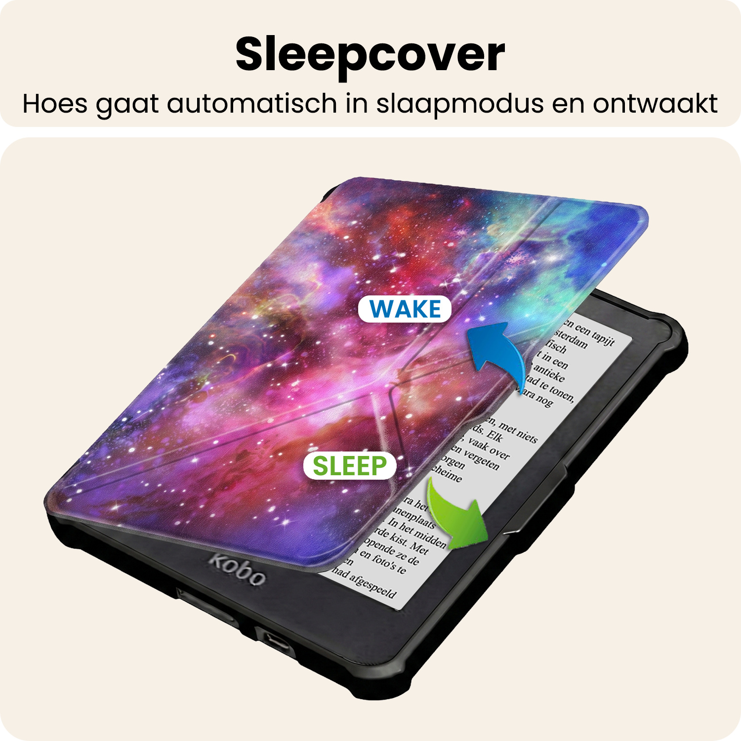 Nomfy Nomfy Kobo Clara HD Hoesje Trifold Met Screenprotector - Galaxy