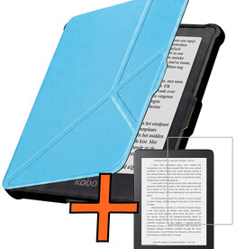 Nomfy Nomfy Kobo Clara HD Hoesje Trifold Met Screenprotector - Licht Blauw