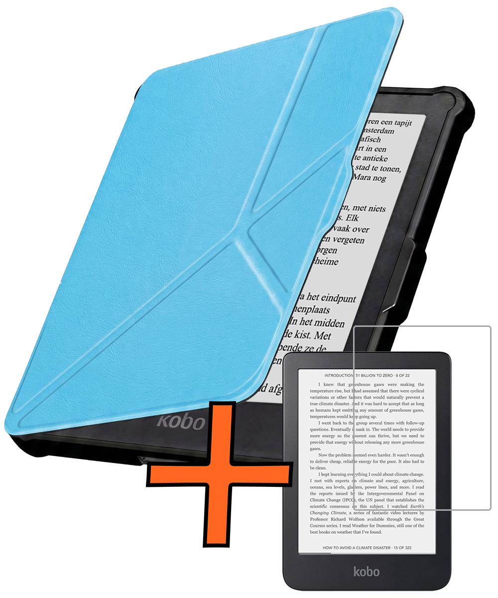 Nomfy Nomfy Kobo Clara HD Hoesje Trifold Met Screenprotector - Licht Blauw