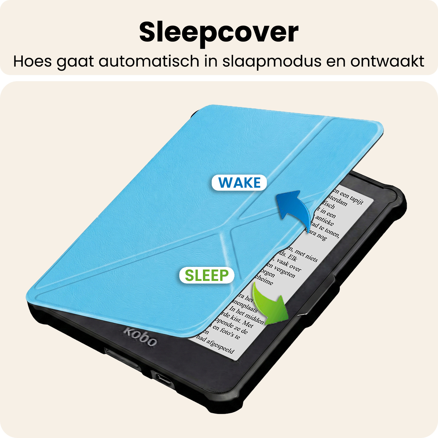 Nomfy Nomfy Kobo Clara HD Hoesje Trifold Met Screenprotector - Licht Blauw