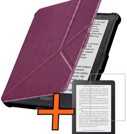 Nomfy Nomfy Kobo Clara HD Hoesje Trifold Met Screenprotector - Paars