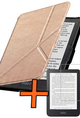 Nomfy Nomfy Kobo Clara HD Hoesje Trifold Met Screenprotector - Rose Goud