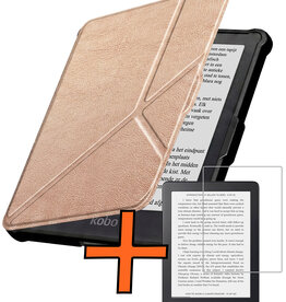 Nomfy Nomfy Kobo Clara HD Hoesje Trifold Met Screenprotector - Rose Goud