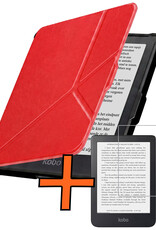 Nomfy Nomfy Kobo Clara HD Hoesje Trifold Met Screenprotector - Rood