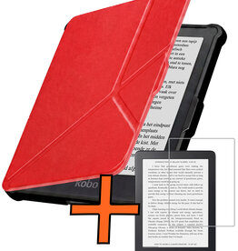 Nomfy Nomfy Kobo Clara HD Hoesje Trifold Met Screenprotector - Rood