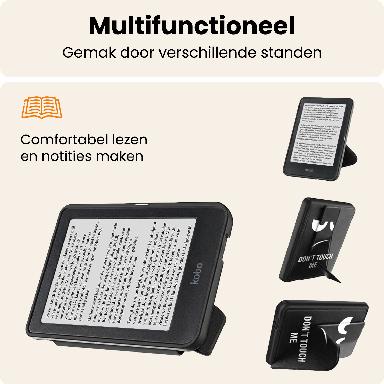 Nomfy Nomfy Kobo Clara HD Hoesje Trifold Met Screenprotector - Don't Touch Me