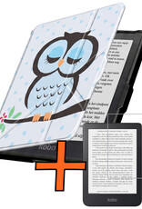 Nomfy Nomfy Kobo Clara HD Hoesje Trifold Met Screenprotector - Uil