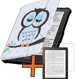 Nomfy Nomfy Kobo Clara HD Hoesje Trifold Met Screenprotector - Uil