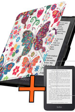 Nomfy Nomfy Kobo Clara HD Hoesje Trifold Met Screenprotector - Vlinders