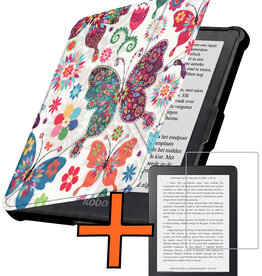 Nomfy Nomfy Kobo Clara HD Hoesje Trifold Met Screenprotector - Vlinders