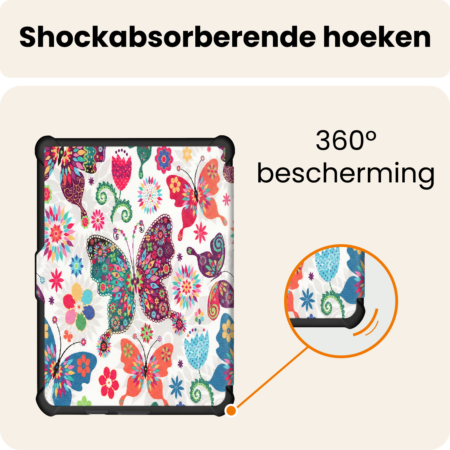 Nomfy Nomfy Kobo Clara HD Hoesje Trifold Met Screenprotector - Vlinders