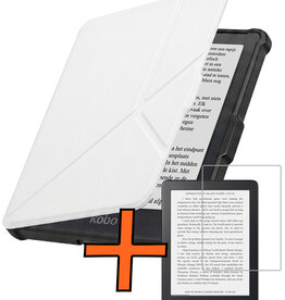Nomfy Nomfy Kobo Clara HD Hoesje Trifold Met Screenprotector - Wit