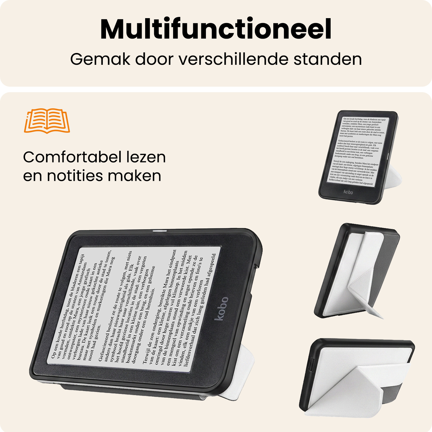 Nomfy Nomfy Kobo Clara HD Hoesje Trifold Met Screenprotector - Wit