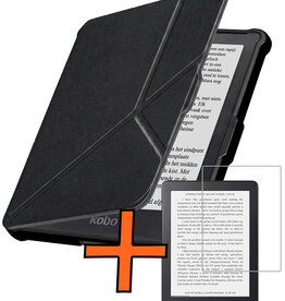 Nomfy Nomfy Kobo Clara HD Hoesje Trifold Met Screenprotector - Zwart