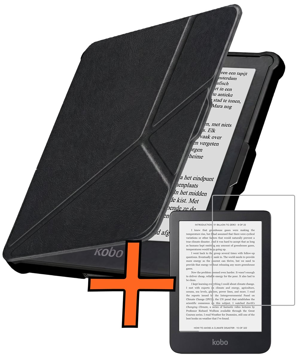 Nomfy Nomfy Kobo Clara HD Hoesje Trifold Met Screenprotector - Zwart