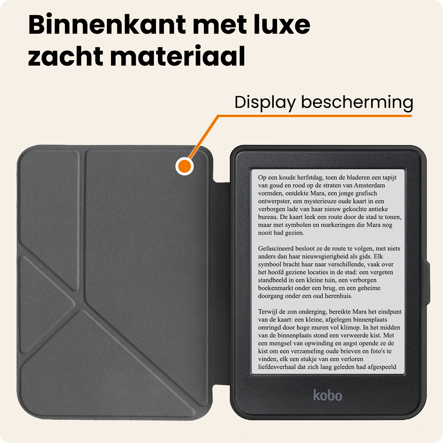 Nomfy Nomfy Kobo Clara HD Hoesje Trifold Met Screenprotector - Zwart