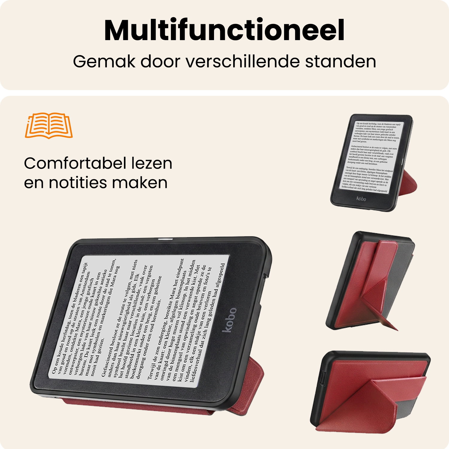 Nomfy Nomfy Kobo Nia Hoesje Trifold - Donkerrood
