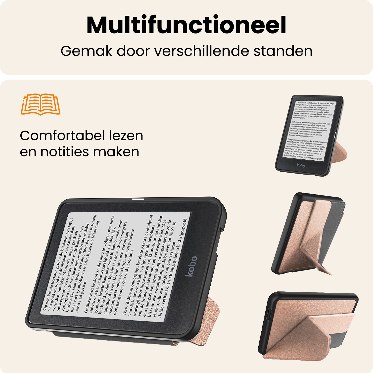 Nomfy Nomfy Kobo Nia Hoesje Trifold - Rose Goud