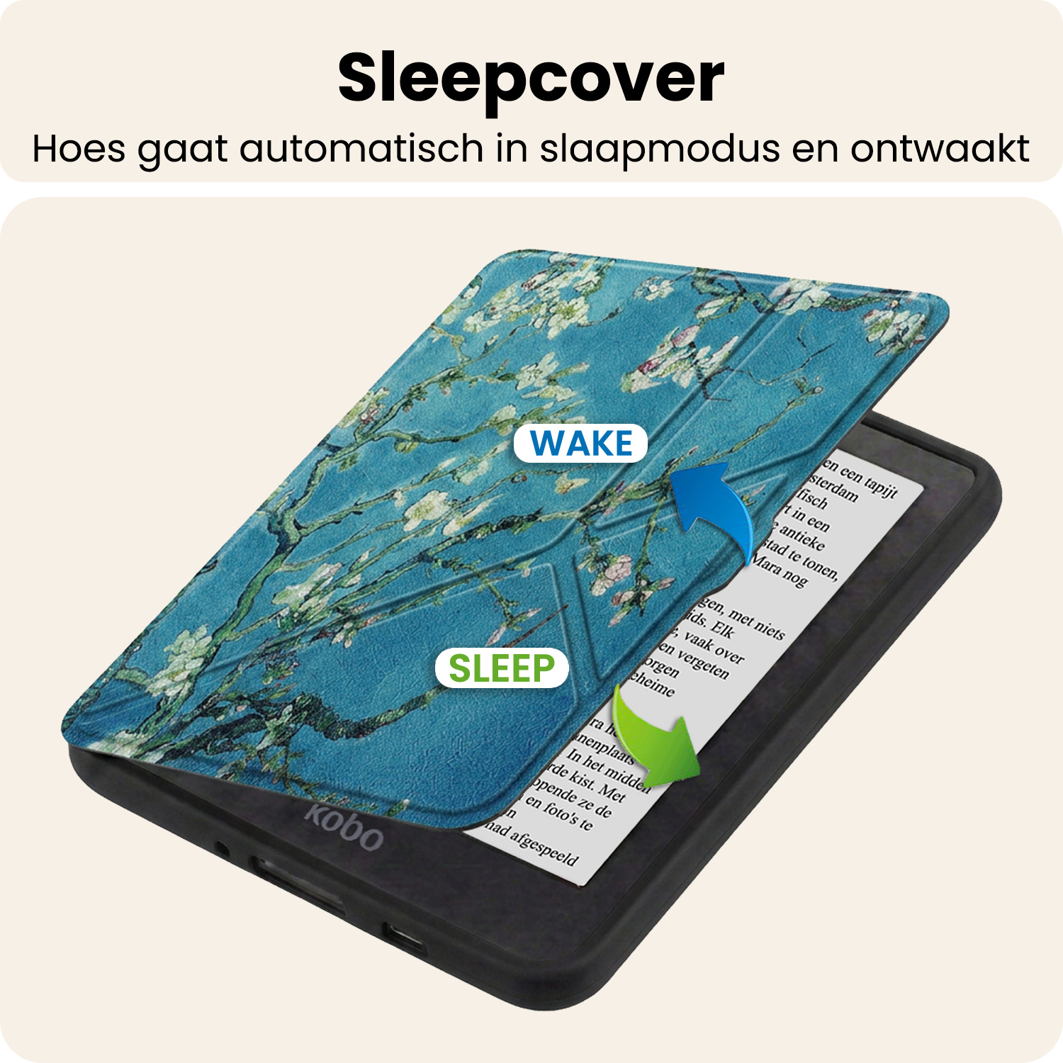 Nomfy Nomfy Kobo Nia Hoesje Trifold Met Screenprotector - Bloesem