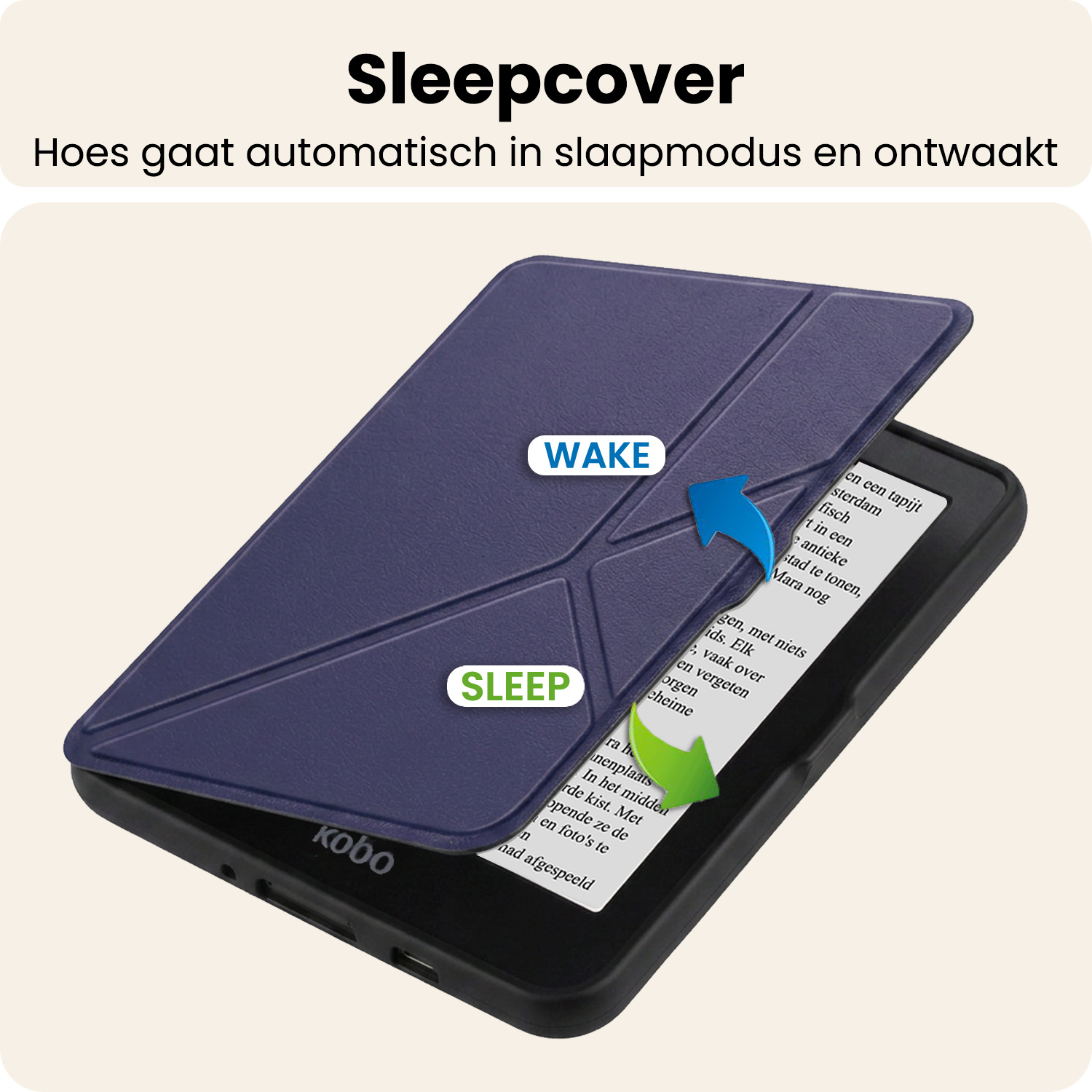 Nomfy Nomfy Kobo Nia Hoesje Trifold Met Screenprotector - Donkerblauw