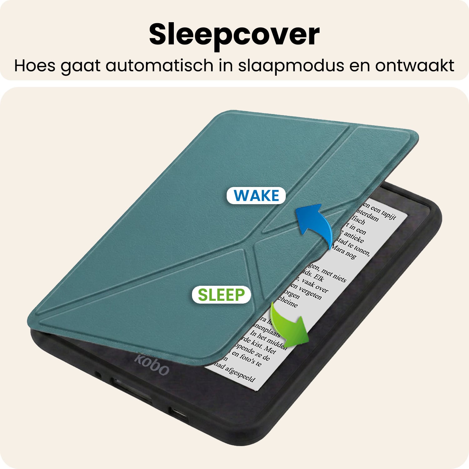 Nomfy Nomfy Kobo Nia Hoesje Trifold Met Screenprotector - Donkergroen