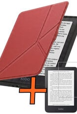 Nomfy Nomfy Kobo Nia Hoesje Trifold Met Screenprotector - Donkerrood