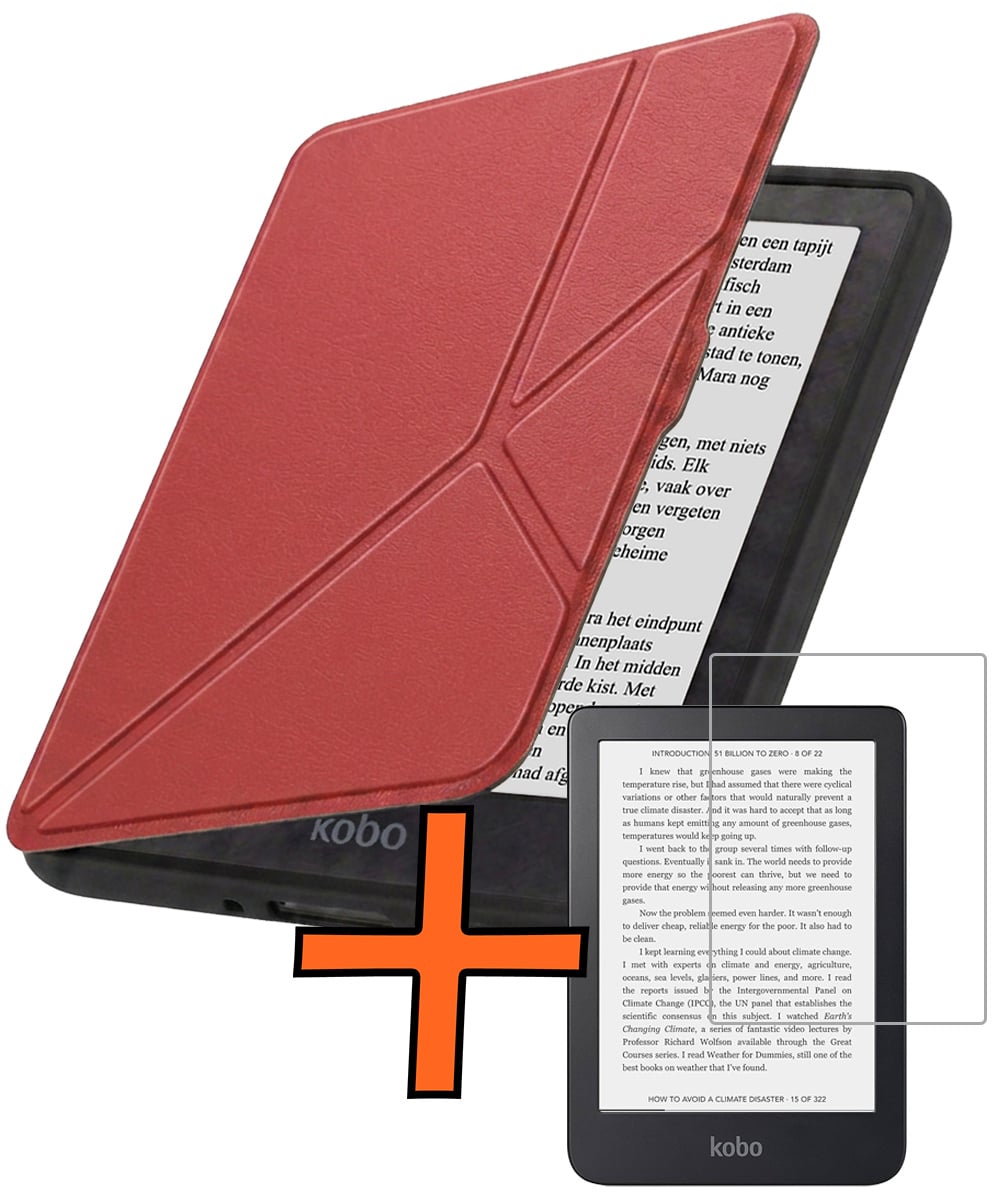 Nomfy Nomfy Kobo Nia Hoesje Trifold Met Screenprotector - Donkerrood