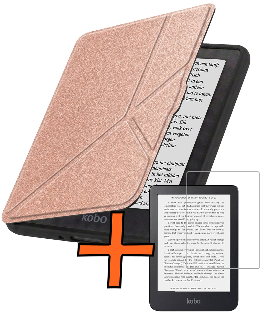 Nomfy Nomfy Kobo Nia Hoesje Trifold Met Screenprotector - Rose Goud
