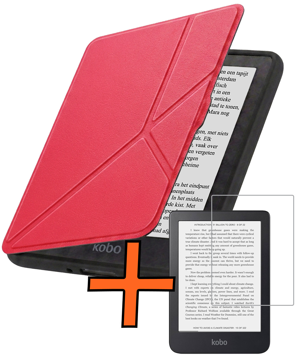 Nomfy Nomfy Kobo Nia Hoesje Trifold Met Screenprotector - Rood