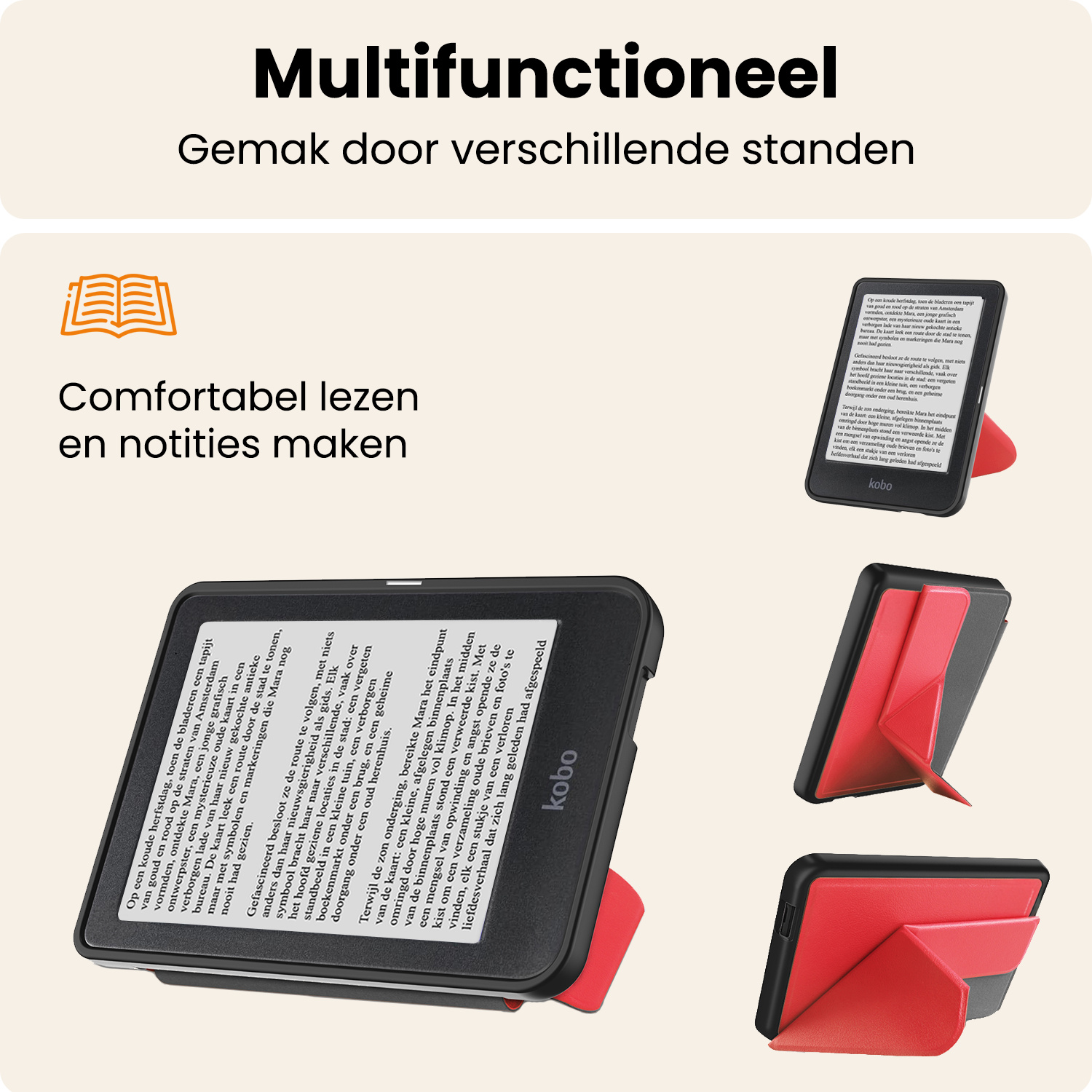 Nomfy Nomfy Kobo Nia Hoesje Trifold Met Screenprotector - Rood