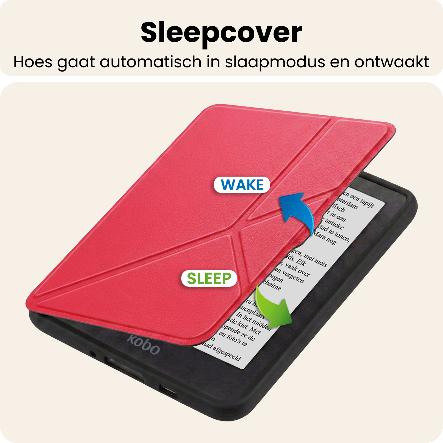 Nomfy Nomfy Kobo Nia Hoesje Trifold Met Screenprotector - Rood