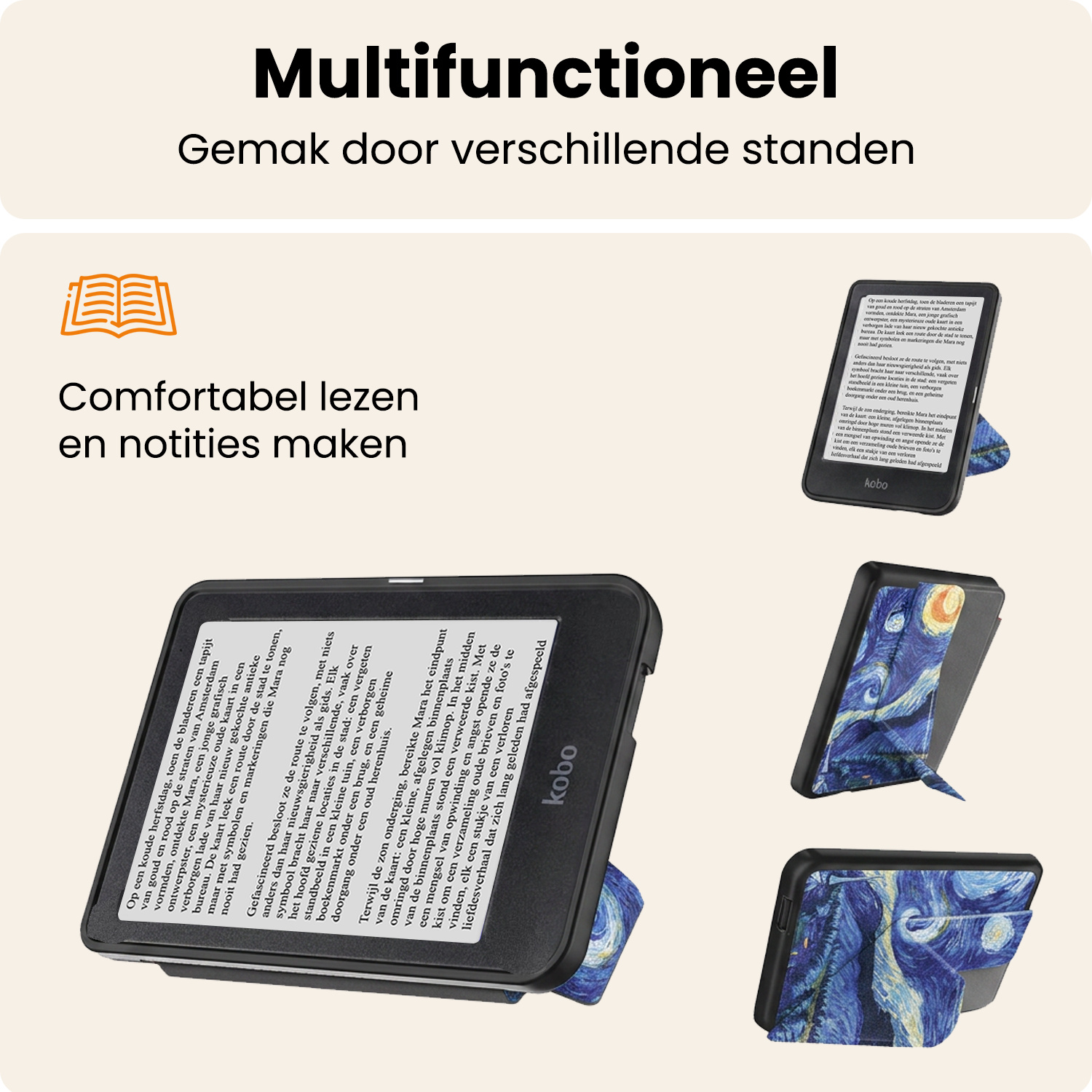 Nomfy Nomfy Kobo Nia Hoesje Trifold Met Screenprotector - Sterrenhemel