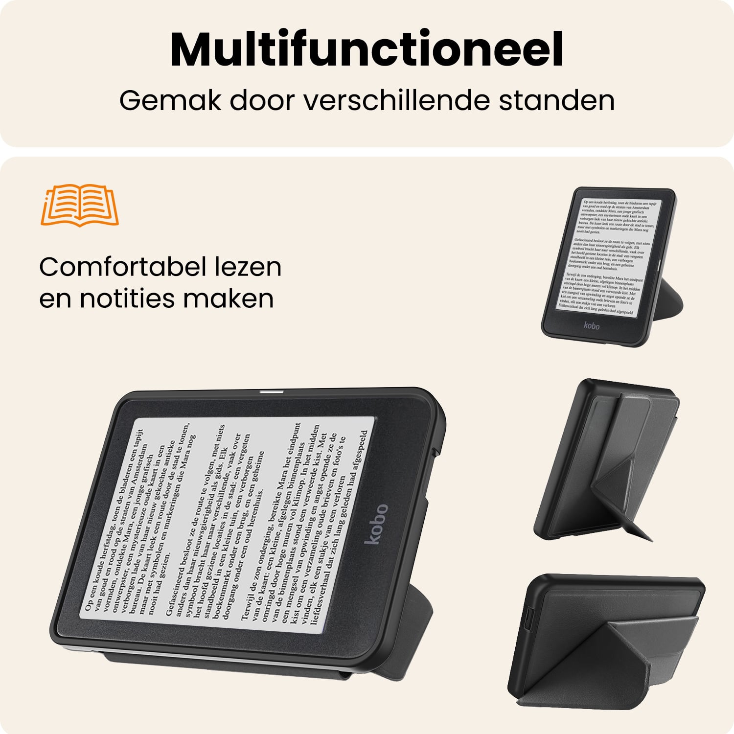 Nomfy Nomfy Kobo Nia Hoesje Trifold Met Screenprotector - Zwart