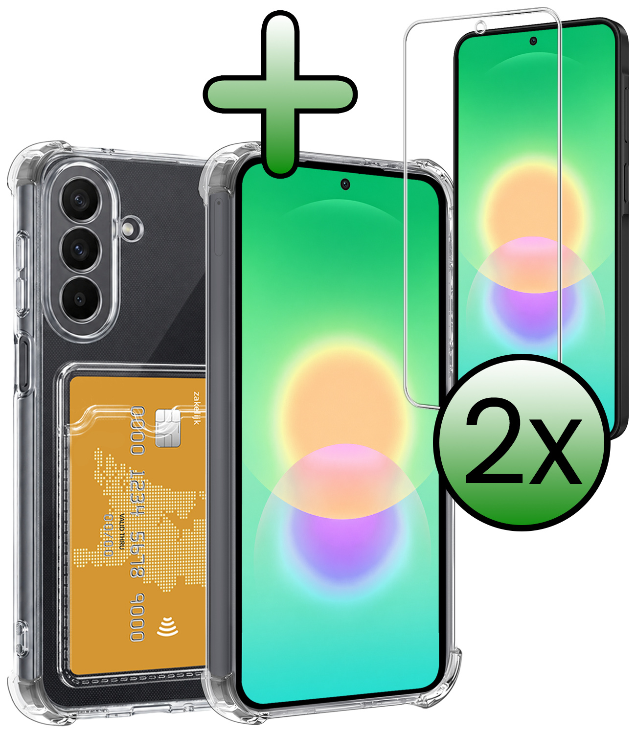 BASEY. BASEY. Samsung Galaxy A27 Hoesje Pashouder Met 2x Screenprotector