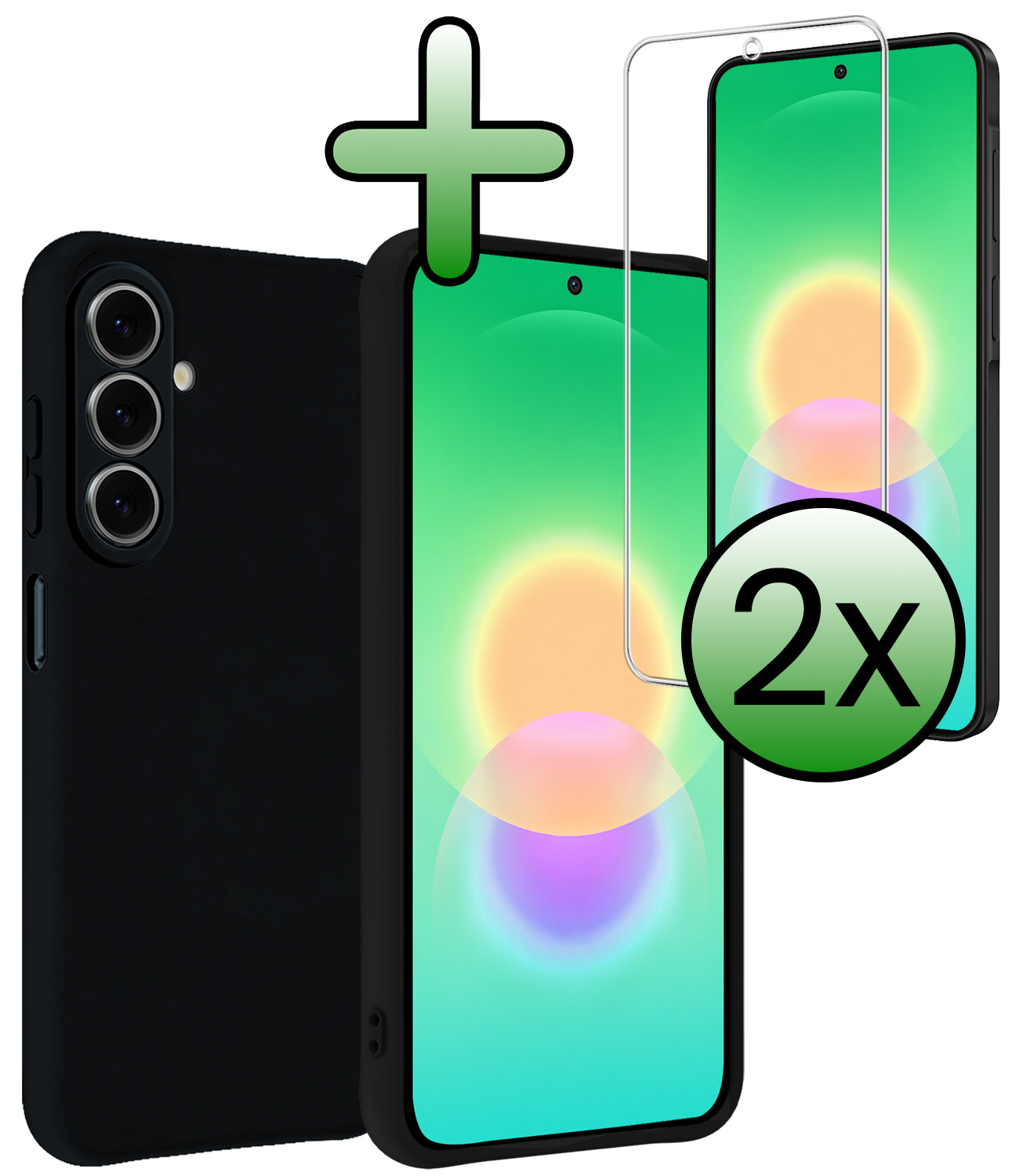 BASEY. BASEY. Samsung Galaxy A27 Hoesje Siliconen Met 2x Screenprotector - Zwart